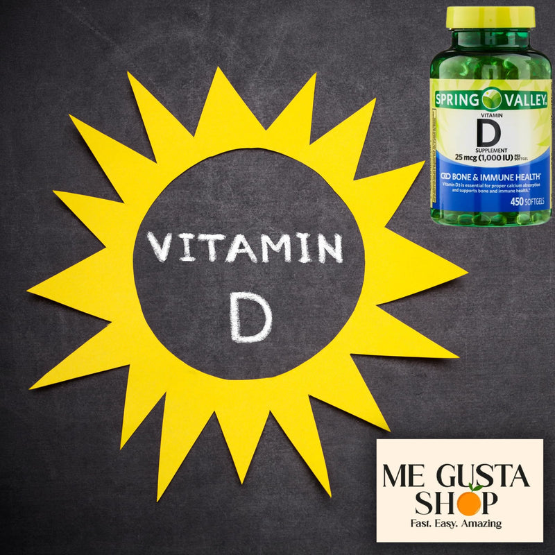 Vitamin D 25mcg, 1,000 IU, 450 Count Softgels Spring Valley + Pill case
