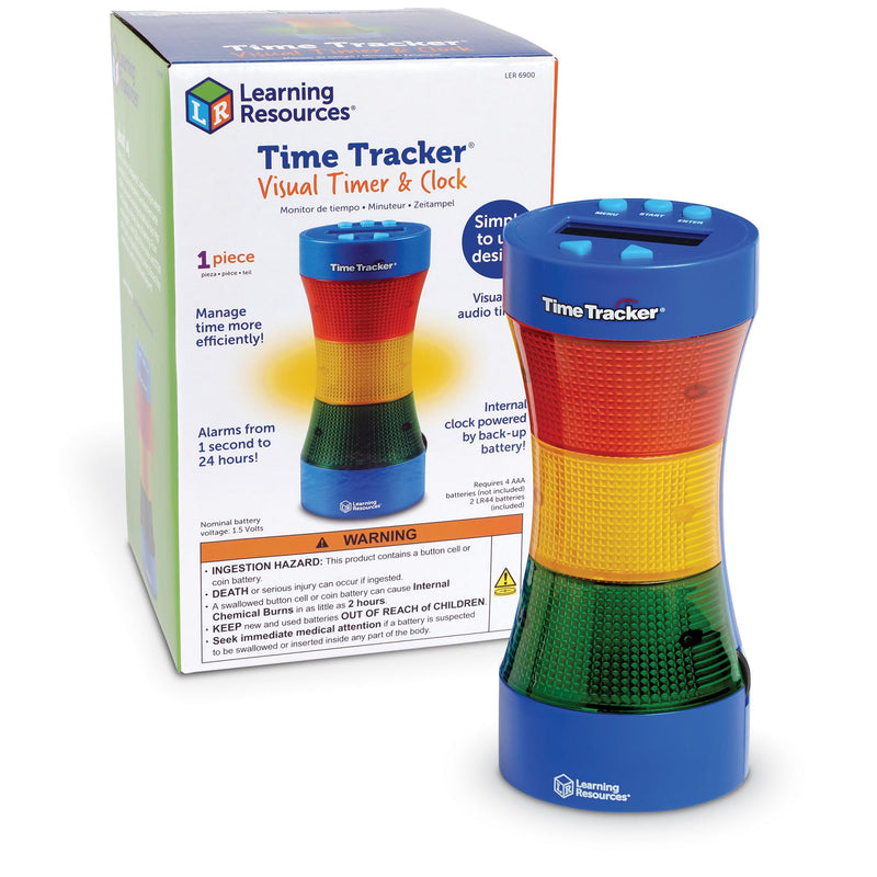 Learning Resources Time Tracker Visual Timer & Clock - 1 Piece, Classroom Tracker, Alarm Clock, Light Up Timer for Classroom, Visual Tracker 9 x 4.25 inches