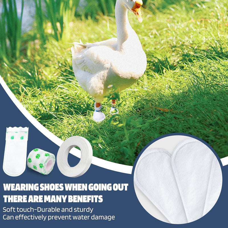 20 Pcs Disposable Booties for Duck Feet, Bumble Foot Wound Care Treatment for Real Duck Pet Duck Supplies with Green Bandage, Large Size - BeesActive Australia