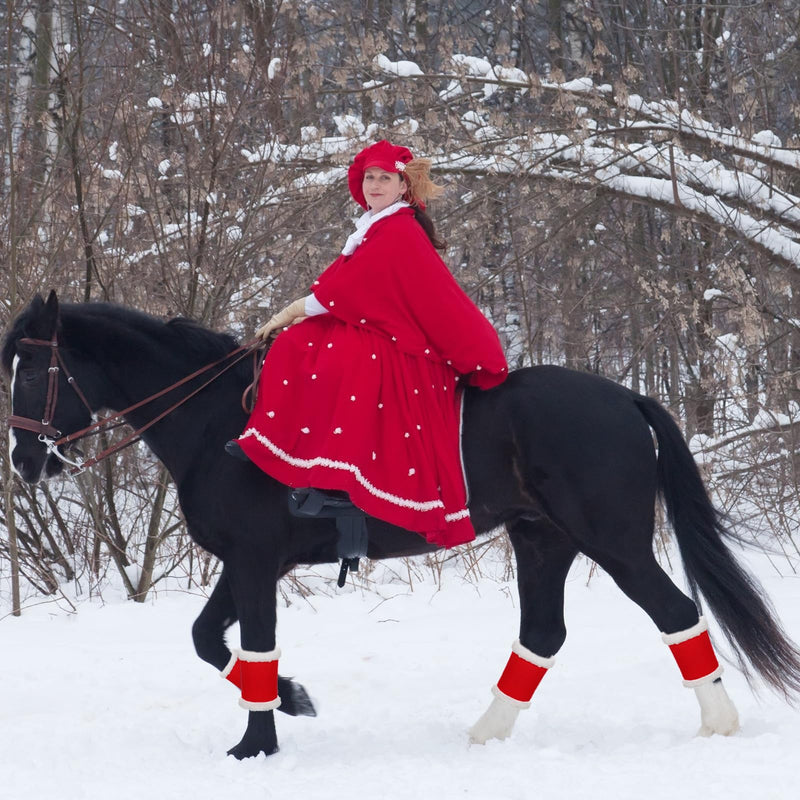 12 Pcs Christmas Horse Leg Wraps Faux Fur Polyester Standing Wraps for Horses Sheep Leg Wraps Leg Wraps for Horses Christmas Party Parades Supplies Santa Style - BeesActive Australia