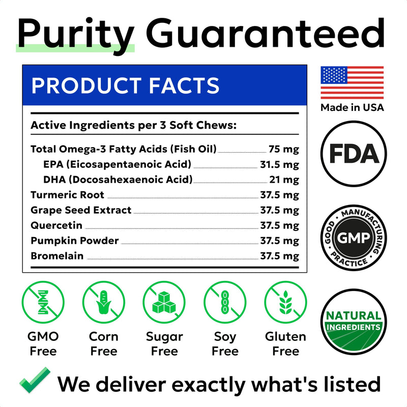 BARK&SPARK Dog Allergy Relief Soft Chews for Skin Health & Seasonal Allergies - Anti-Itch Supplement w/Omega-3, Quercetin & Bromelain Immune Treats for Dry Skin & Hot Spots - BBQ Chicken - 60ct ALLER/Itch Relief - 60 Ct with Fish Oil