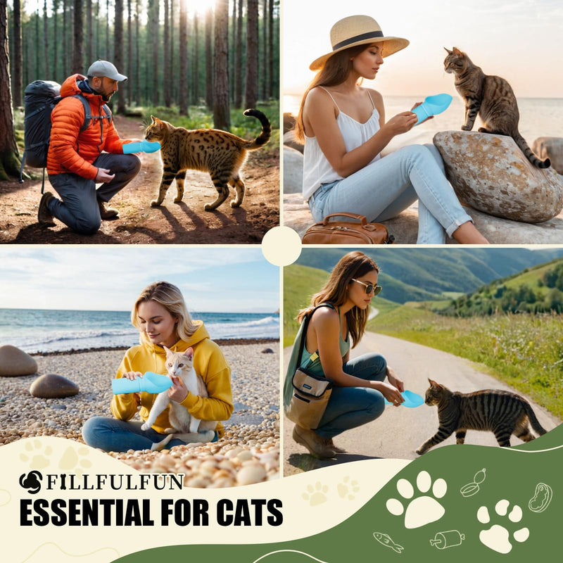 Dog Water Bottle 550ml with Extra-Wide Drinking Cup Foldable Bowl Food Grade Silicone Leak-Proof Extremely Compact for Pet Outdoor Sports Walking Hiking Camping Travel Cyan - BeesActive Australia