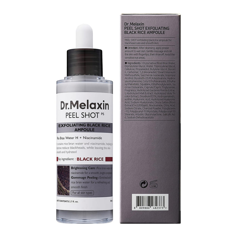 Peel Shot Glow Rice Peeling Ampoule, Soft Exfoliating Face and Body Scrub Dead Skin Cells Remover for All Skin Types korean skin care 80ml (BLACK RICE)
