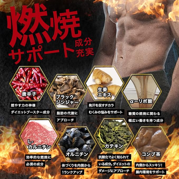 Metakabo Booster Burning Power Black Ginger L-Carnitine Ornithine Alpha Lipoic Acid Kelp Tea Chili Pepper Ginger Catechin Burning Diet Supplement [3 Months Supply] Made in Japan - BeesActive Australia