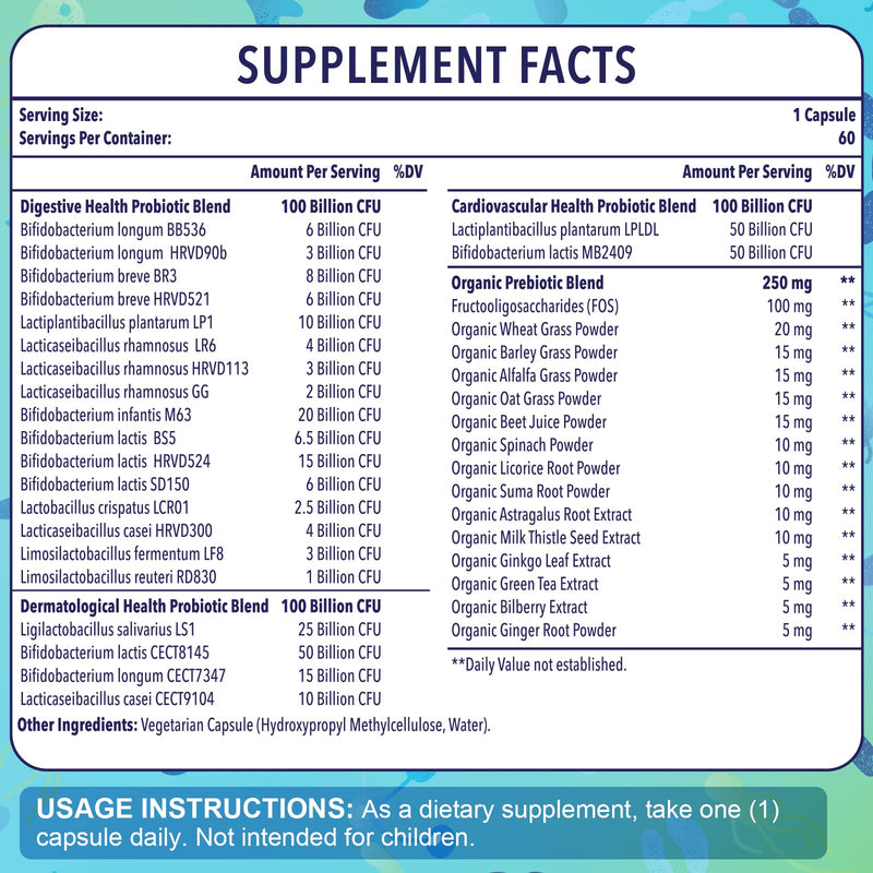 300 Billion CFU Probiotics 24 Strains + 15 Herbs Prebiotics, 60-Day Supply | Prebiotics and Probiotics for Women & Men, Probiotic Prebiotic for Overall Digestive, Gut, Immune, Constipation & Whole-Body 60 Count (Pack of 1)