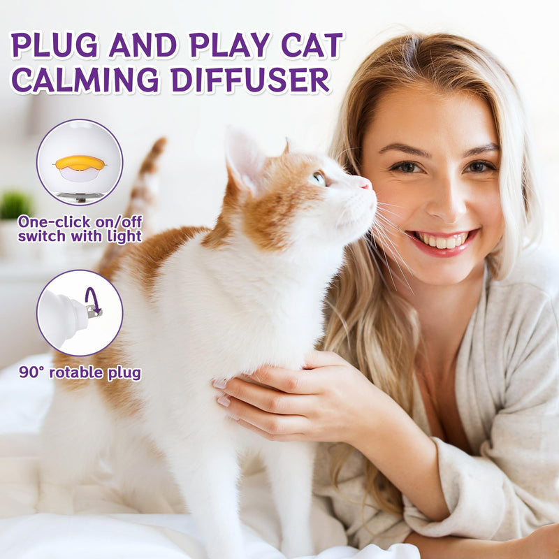 9-in-1 Advanced Cat Pheromone Calming Diffuser 180 Days (3 Plugs+6 Refills), Relieve Anxiety, Help Reduce Fighting, Spraying & Scratching, Drug-Free & Odorless Safe Relaxation Solution