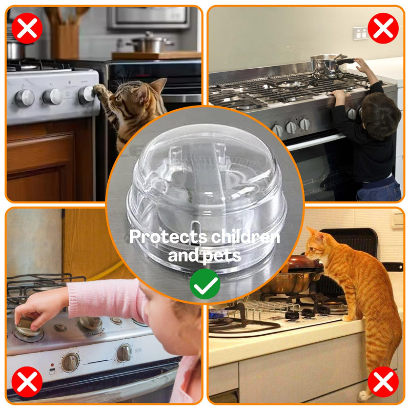 5-Pack Stove Knob Safety Covers,Upgraded Press Gas Stove Knob Locks,Durable Design Childproof Knob Locks for Babies and Pets, Sticky and Easy to Install,Transparent Transparent 5packs