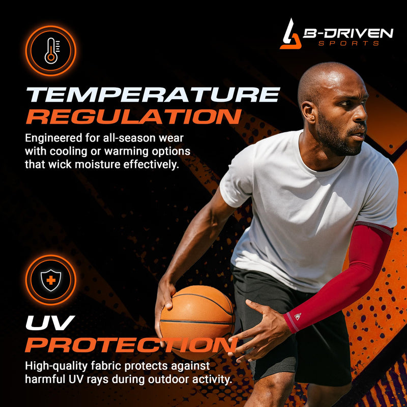 B-Driven Sports Compression Arm Sleeves | UV Arm Sleeves for Men Women & Youth | Sports Sun Protection Circulation | 3 Count Small/Medium Blue Royal - BeesActive Australia