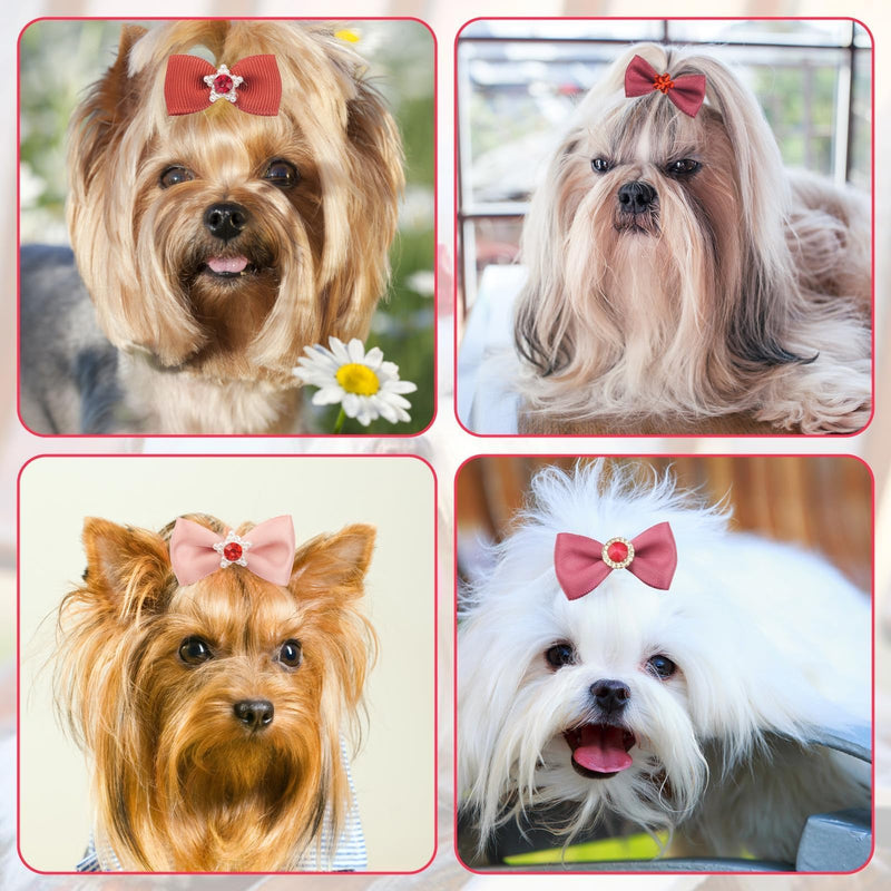 25PCS Pink Dog Bows Small Size Dog, Lovely Pet Hair Bows/Dog Hair Bows, Cute Mix Dog Bows for Small Dogs and Puppies, Pet Grooming Accessories/Puppy Bowknots with Rubber Bands for Daily Use - BeesActive Australia