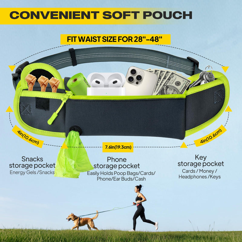 Fida 3-in-1 Hands Free Dog Leash with Zipper Pouch & Bungee, Reflective Crossbody Waist Running Leash for Dogs with Traffic Handle for Safe Walking, Jogging - BeesActive Australia