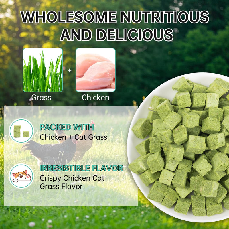 Cat Grass Treats Granules - Natural Freeze Dried Cat Snack for Cat Chew Teeth Cleaning and Hairball Removal Edible（80g） Cat Grass Sticks (2.6OZ) - PawsPlanet Australia