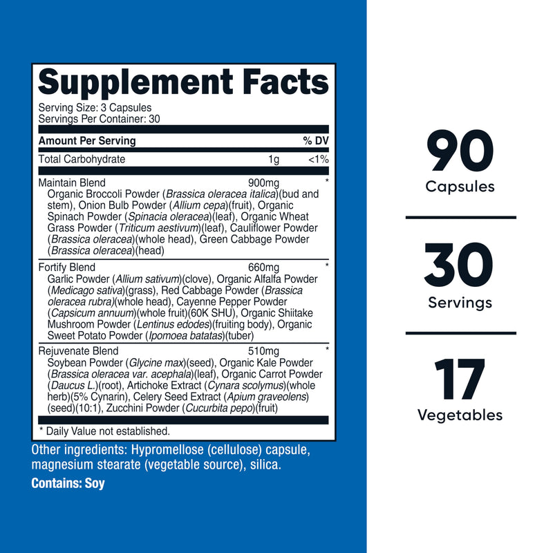 Nutricost Daily Vegetables 90 Capsules (30 Servings) GMO-Free | Maintain, Fortify, & Rejuvenate with 17 Vegetables