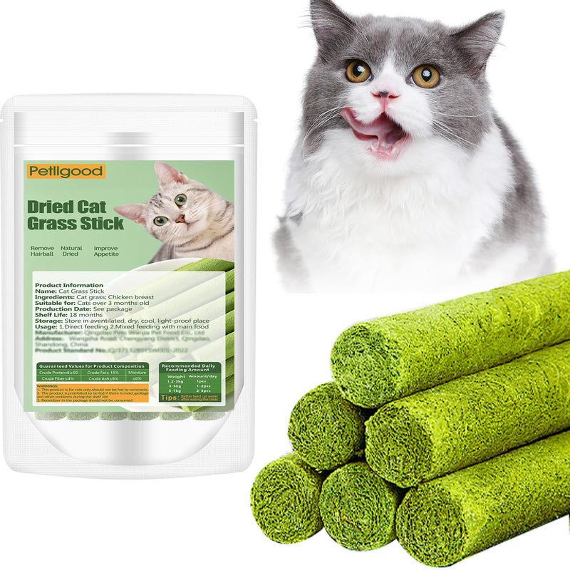 30g Cat Grass Sticks, Freeze Dried Cats Grass Teething Stick, Edible Cat Chew Toy for Teeth Cleaning Dental Health and Hairball Removal 30g