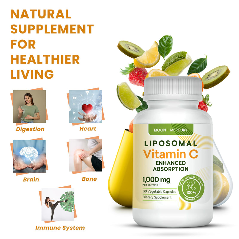 Liposomal Vitamin C Supplement, 1000mg, 60 Capsules | Lipid-based vitamin C formula with 1000mg per serving; 60 capsules, non-GMO and free from soy, gluten and dairy.