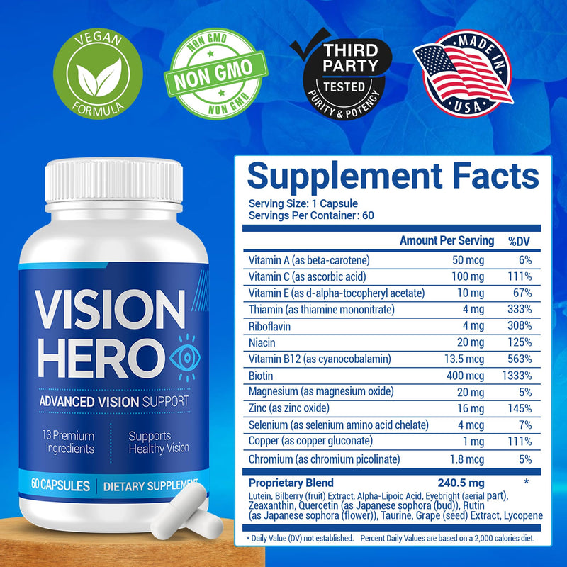 Advanced Vision Support, Eyes Supplements - 60 Capsules Eye Health Supplements for Adults (Pack of 1) 60 Count (Pack of 1)