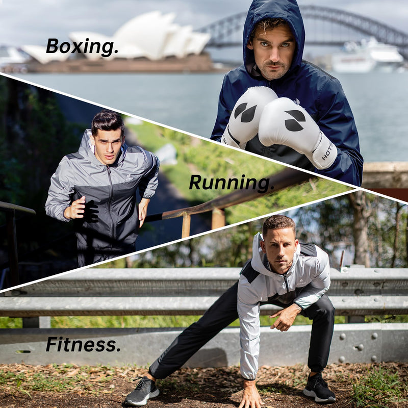 HOTSUIT Sauna Suit for Men Weight Loss Sweat Suits Gym Workout Exercise Sauna Jacket Pant Full Body Only White Jacket Large