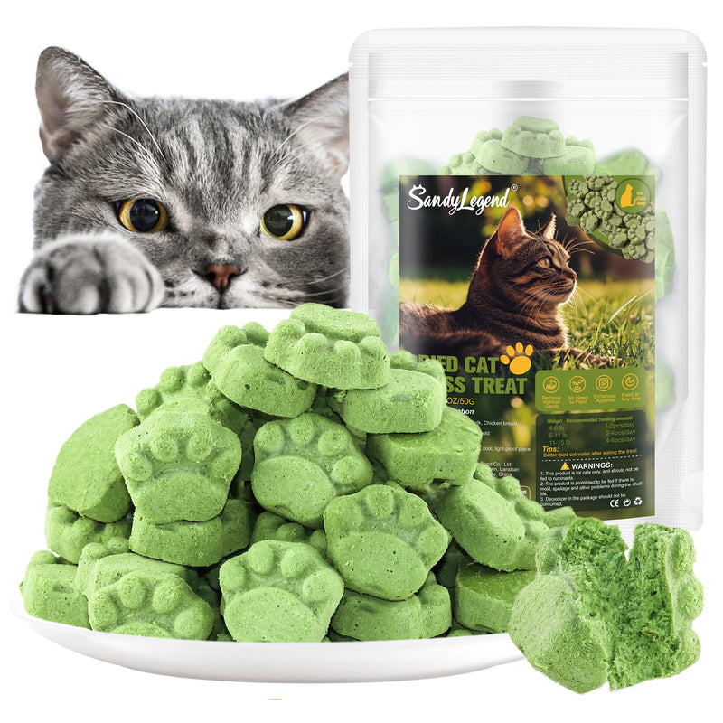 Freezed Drying Cat Grass Treats, Cat Grass Teething Sticks Cats Snacks for Hairball Removal and Dental Care Cat Grass-50g