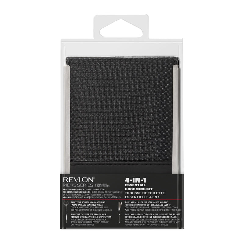 Revlon Men's Grooming Kit, 5-Piece Travel Essentials Set, Includes Nail Clippers, Scissors, File, Tweezers and Carrying Case, Stainless Steel, 1 count - BeesActive Australia