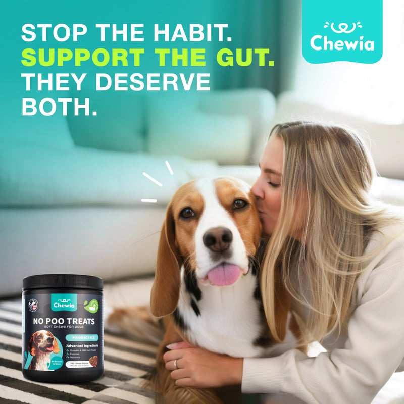 No Poo Chews for Dogs - Coprophagia Deterrent - Dog Probiotics for Digestive Health with Enzymes - Canine Stool Eating Deterrent - Digestive, Dental, Gut & Immune Health Treats - No Poop Eating 180 count No Poo Chews for Dogs
