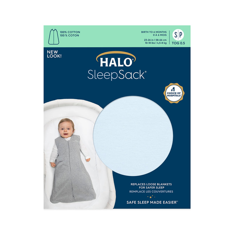HALO SleepSack, 100% Cotton Wearable Blanket, Swaddle Transition Sleeping Bag, TOG 0.5, Baby Blue, Medium Medium (Pack of 1) - BeesActive Australia
