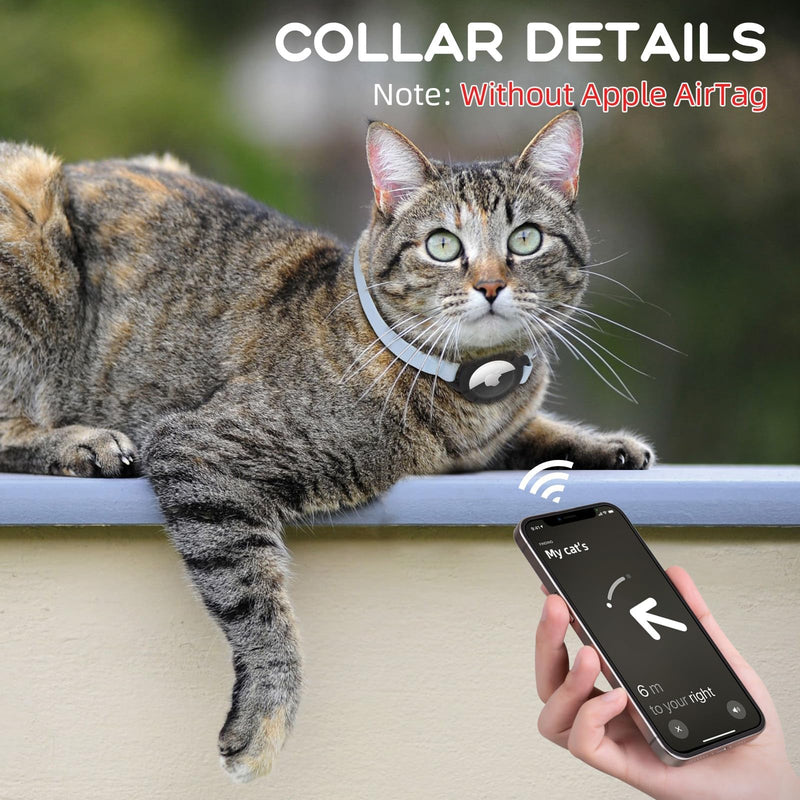 AirTag Cat Collar, Sucegi Stretchy Kitten Collar with Apple Air Tag Holder and Bell, Breakaway Design Ultra Elastic GPS Tracking Cat Collar for Cats and Puppies, (7.5-12.5 Inch), Blue - BeesActive Australia