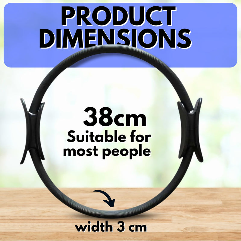 Pilates Ring 15-Inch, Magic Circle for Women, Fitness Ring for Core & Thighs, Yoga & Strength Training, Workout Ring for Home & Gym, Inner Thigh Toner, Pilates Accessory Black