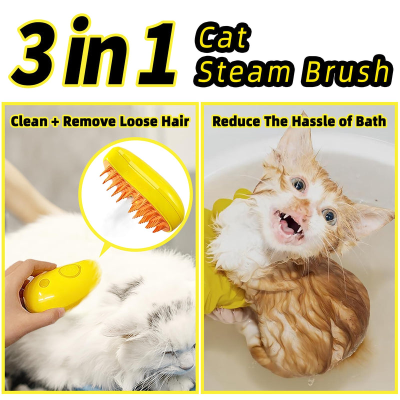 Steamy Cat Brush, 3 In1 Cat Steamy Brush, Self Cleaning Steam Cat Brush for Massage, Silicone Steam Pet Brush for Removing Tangled And Loosse Hair (green) green - BeesActive Australia