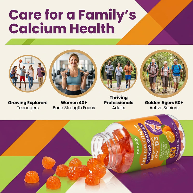 (3 Pack) Calcium Citrate 600-1200mg Magnesium Zinc D3 Gummies for Women Men | Calcium Supplements For Bone, Teeth & Muscle Healthy, High Absorption, Sugar Free, Vegan, Non-GMO, Pectin-Based,Orange Flavor 60 Count (Pack of 3)