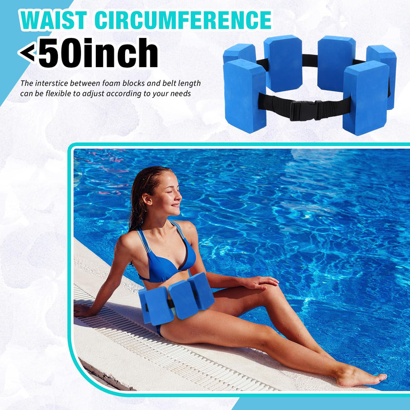 Lenwen 2 Pcs Swim Belt Flotation Belt Pool Exercise Equipment for Adults Adjustable Aquatic Auxiliary Swimming Waist Belt with EVA Foam Swim Training Aid for Beginners Easy and Safe Blue - BeesActive Australia