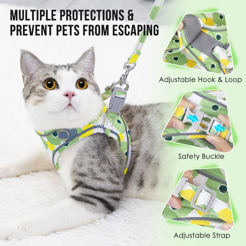Lukovee Cat Harness and Leash for Walking, Adjustable Escape Proof Vest Harness for Kitten with Reflective Strips Lightweight Step-in Jacket for Cats Puppy Small Pet Traveling Hiking(Small,Pink) S ( Chest 12.6'' ~ 15.0'') A- Pink - BeesActive Australia