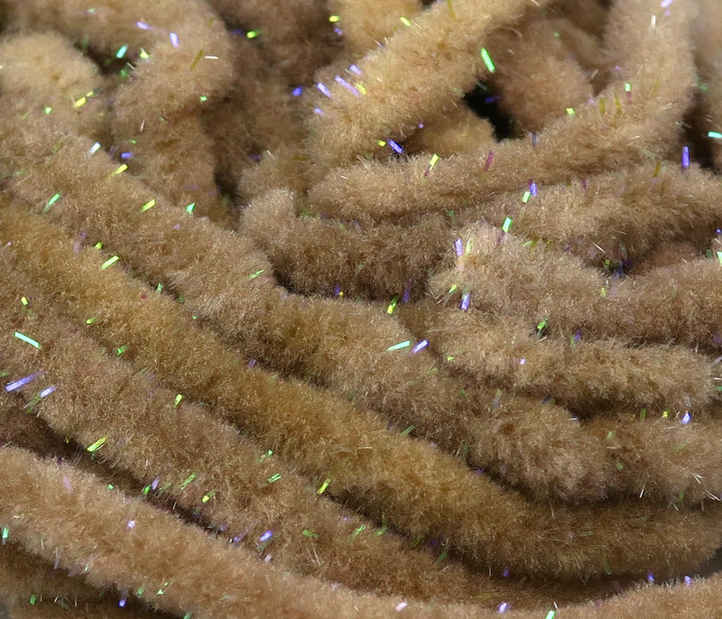 Hareline Fly Tying UV Galaxy Mop Chenille – UV Enhanced Mop Chenille for Mop Flies, Grubs, Streamers & Nymphs Tan