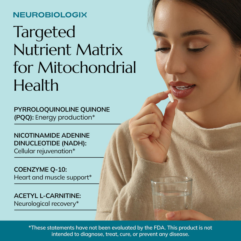 Neurobiologix Mito Cell PQQ Energy & Focus, CoQ10 & NADH, 60 Capsules | Vitamin C, Acetyl L-Carnitine & Antioxidants, Mitochondrial Support