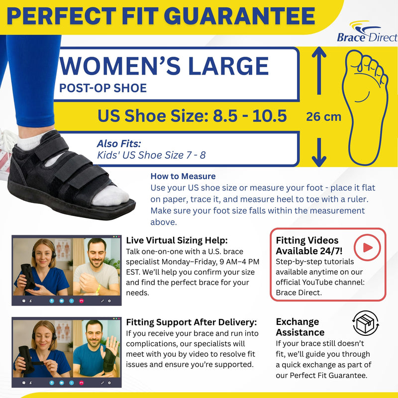 Brace Direct Post Op Shoe & Medical Foot Brace – Stress Fracture, Broken Toe & Bunion Support L3260 – Orthopedic Walking Immobilizer for Left or Right Foot (LG - WOMENS US SHOE: 8.5-10.5) Large (Pack of 1) - BeesActive Australia