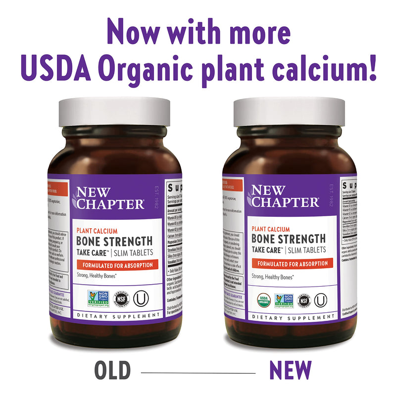 New Chapter Calcium Supplement - Bone Strength Whole Food Calcium with Vitamin K2 + D3 + Magnesium, Vegetarian, Gluten Free 90 Count (1 month supply)
