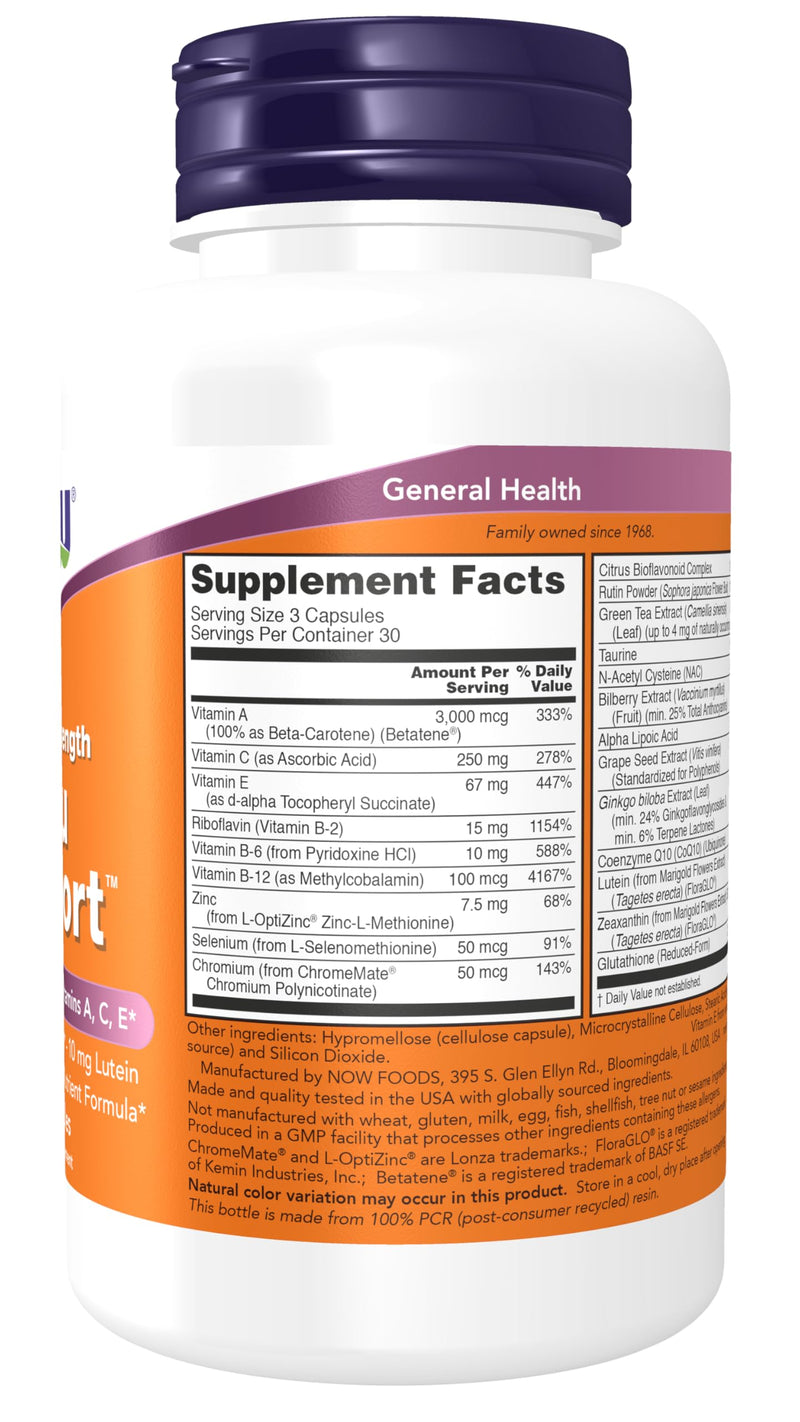 NOW Supplements, Ocu Support™with FloraGLO® Lutein, plus Vitamins A, C and E, 90 Veg Capsules