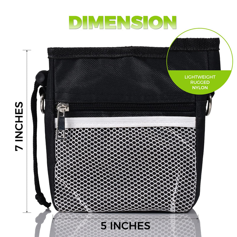 Dog Treat Pouch & Training Clicker - Waterproof Bag with Multiple Pockets, Adjustable Belt, Built-in Poop Dispenser & Hands-Free Carrying - Ideal for Walking, Outdoor Activities - Black Black(1 Pack) - BeesActive Australia