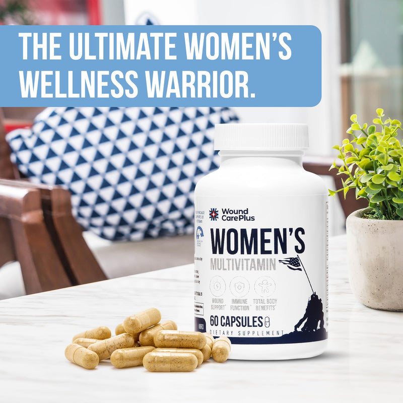 Wound Care Plus Women's Multivitamin – Complete Vitamin & Mineral Complex with Vitamins A, B, C, D, E, Zinc – Supports Immune Health, Skin Wellness & Energy – 60 Capsules – Non-GMO, Gluten-Free