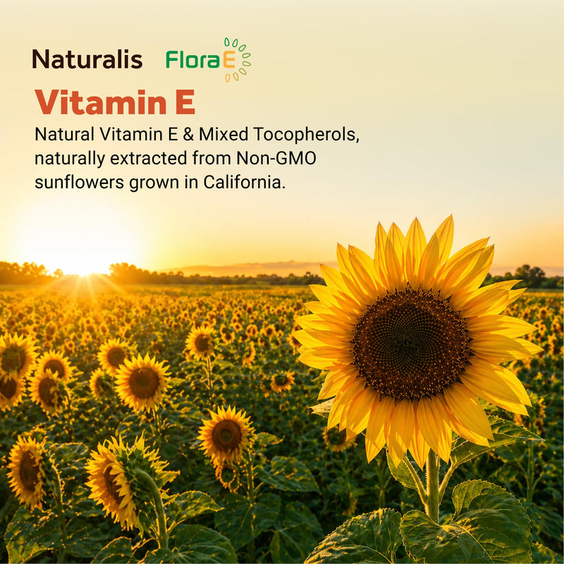 Naturalis Sunflower Vitamin E 670mg (1000 IU) with Mixed Tocopherols | Essential Skin Vitamin & Immune Support | Non-GMO, Soy & Gluten Free | 120 Softgels 1000 IU 120 Count (Pack of 1)