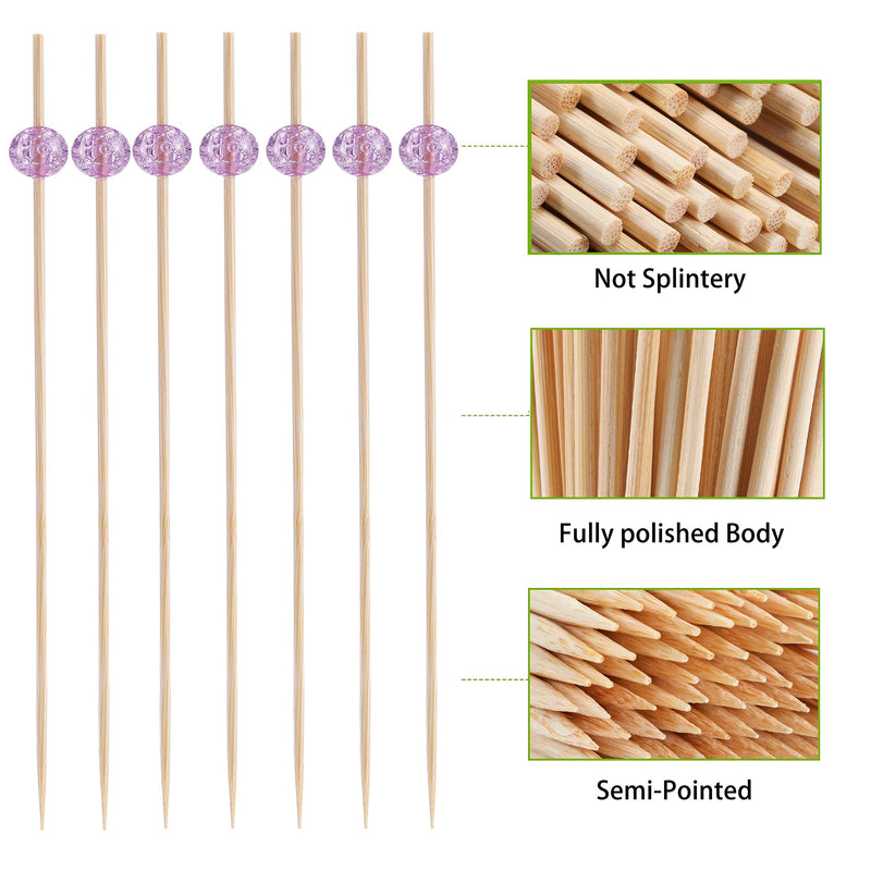 200 Pcs Cocktail Picks, 4.7 Inch Toothpicks for Appetizers, Bamboo Cocktail Sticks Skewers for Drinks, Desserts, Charcuterie, Wedding Party Fancy Toothpicks, Colour Pearl Mini Food Picks Decorative 200 Pcs Colour - BeesActive Australia