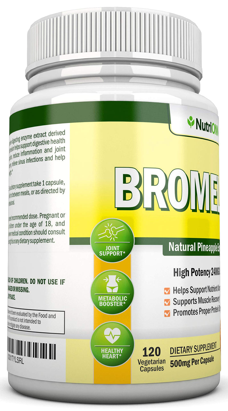 Bromelain - 500mg - 2400 GDU - 120 Vegetable Capsules - Pure Pineapple Enzyme Extract - Supports Digestion and Nutrient Absorption - Great for Recovery and Joint Health - BeesActive Australia
