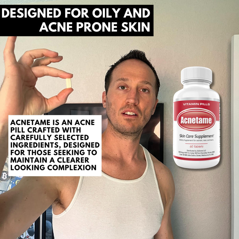 Acnetame Acne Pills 2 Pack 120 Pills- Vitamin Supplements for Acne Breakouts- Hormonal Pimple Tablets to Clear Oily Skin for Women, Men, Teens, and Adults 1 Count (Pack of 120)
