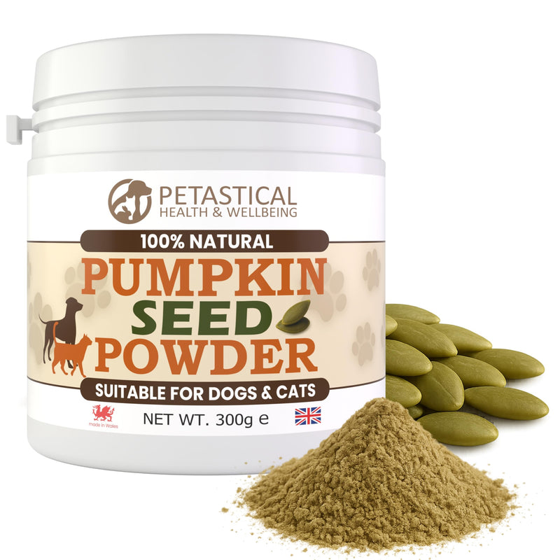 Ground Pumpkin Seeds for Dogs & Cats, Natural High Fibre Food Topper for Gut Health, Digestion & Coat, 100% Crushed Seed Powder, Made in UK (300g)