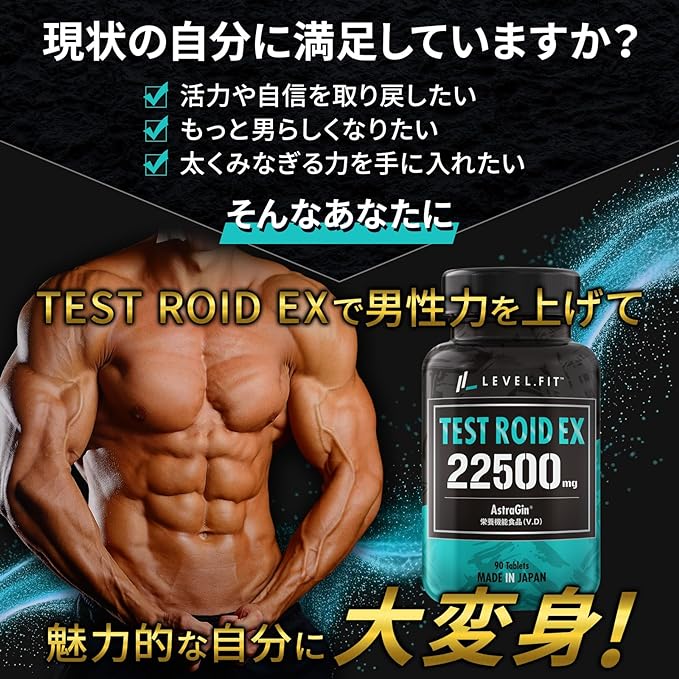 LEVEL.FIT Testoroid EX Testosterone Booster Supplement Testofen Fenugreek Astragin Nutrient Functional Food Vitamin D Made in Japan 90 tablets (30 times) - BeesActive Australia