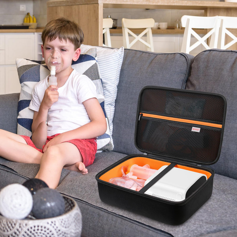 BOVKE Hard Case for Smart Nebulizer for Breathing Problems, Desktop Inhaler Nebulizer for Home Use, Storage Bag for Digital Asthma Nebulizer Machine for Adults and Kids, Space for Masks, Cables, Black - BeesActive Australia