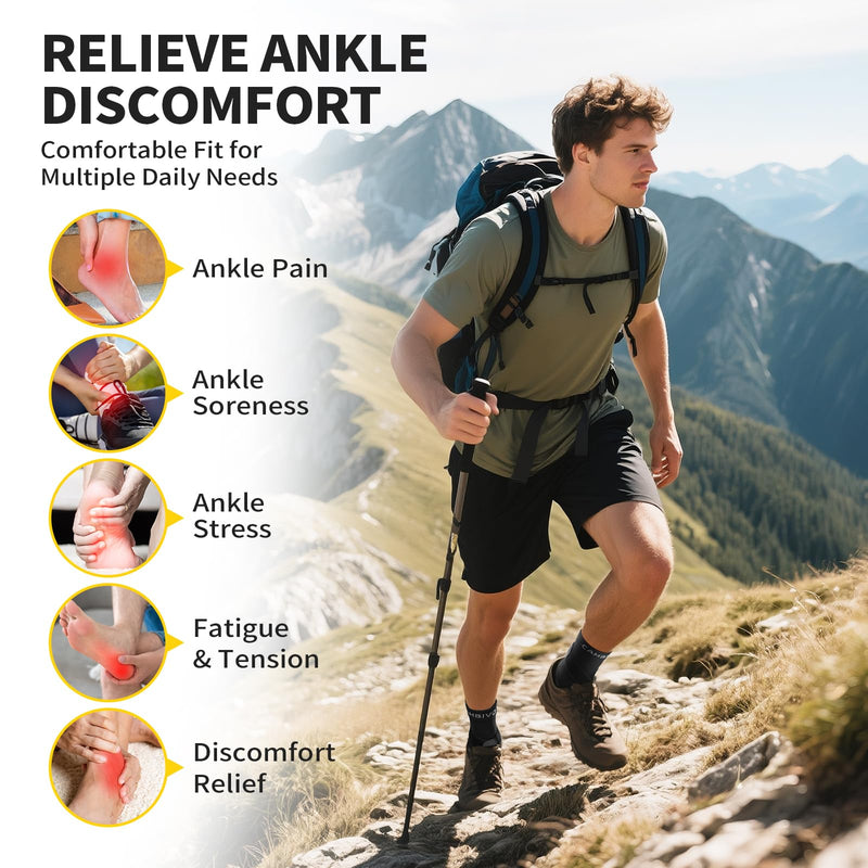 CAMBIVO 1 Pair Ankle Braces for Men and Women, Ankle Compression Socks for Foot Pain, Daily Wear, Fitness, Working, Achilles Tendonitis Relief Ankle Sleeve (Black with Strap, Medium) Black with Strap
