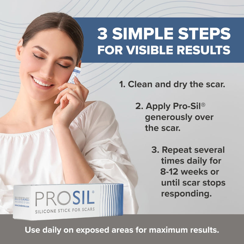 PROSIL Silicone Scar Stick 4.25 g – Medical Grade Silicone Scar Treatment for New & Old Scars – Mess Free, Glide On Scar Therapy Stick for Face & Body – Compact, Travel-Friendly Scar Care for Adults 4.25g