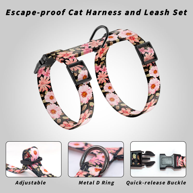 Cat Harness and Leash Set, Adjustable Kitten Harness Escape Proof Cats Harness, Soft Lightweight Walking Travel Pet Harness, Cute Kitty Harness Leash Set for Small Medium Cats, Light Pink A-Light Pink - BeesActive Australia