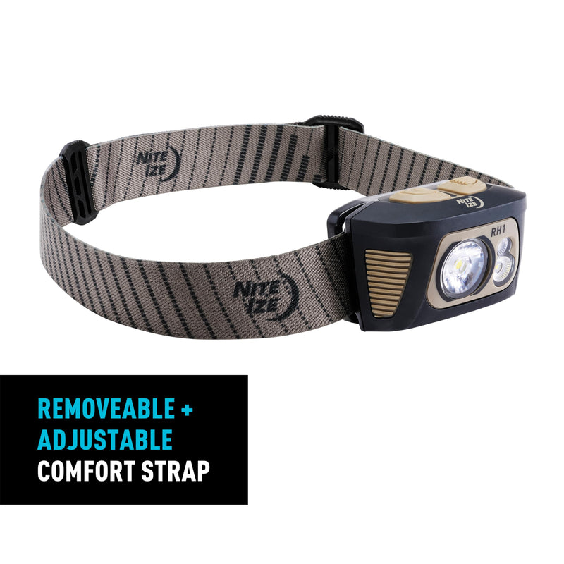 Nite Ize Radiant RH1 PowerSwitch Headlamp - Durable 550 Lumen Headlamp for Visibility at Night - Features Lockout, Spot & Flood Modes, Red/White LEDs, and Innovative PowerSwitch Capabilities