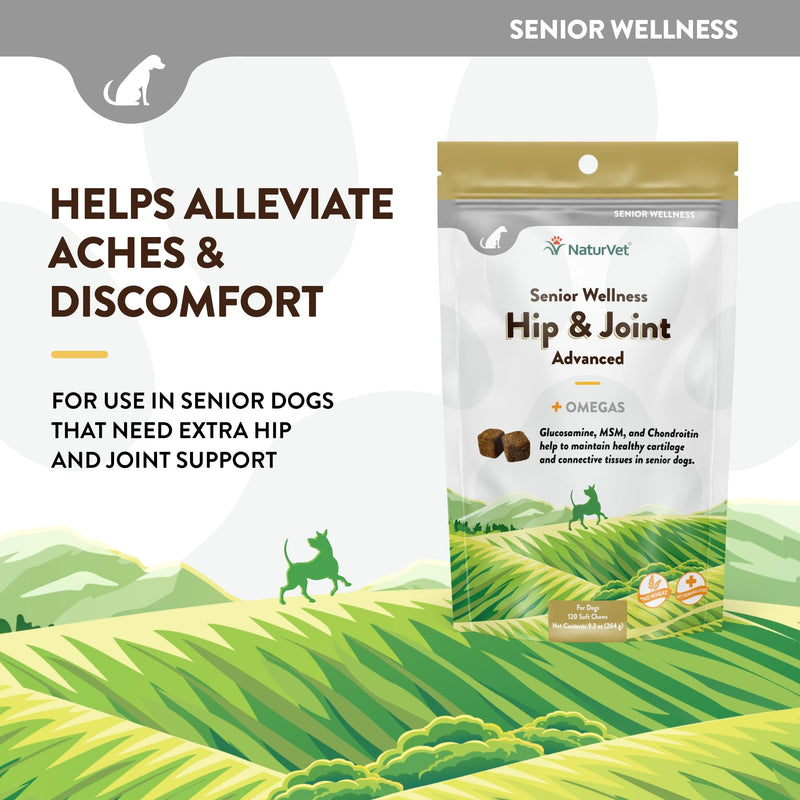 NaturVet – Senior Wellness Hip & Joint Advanced Plus Omegas | Help Support Your Pet’s Healthy Hip & Joint Function | Supports Joints, Cartilage & Connective Tissues | 120 Soft Chews 120 SoftChews - BeesActive Australia