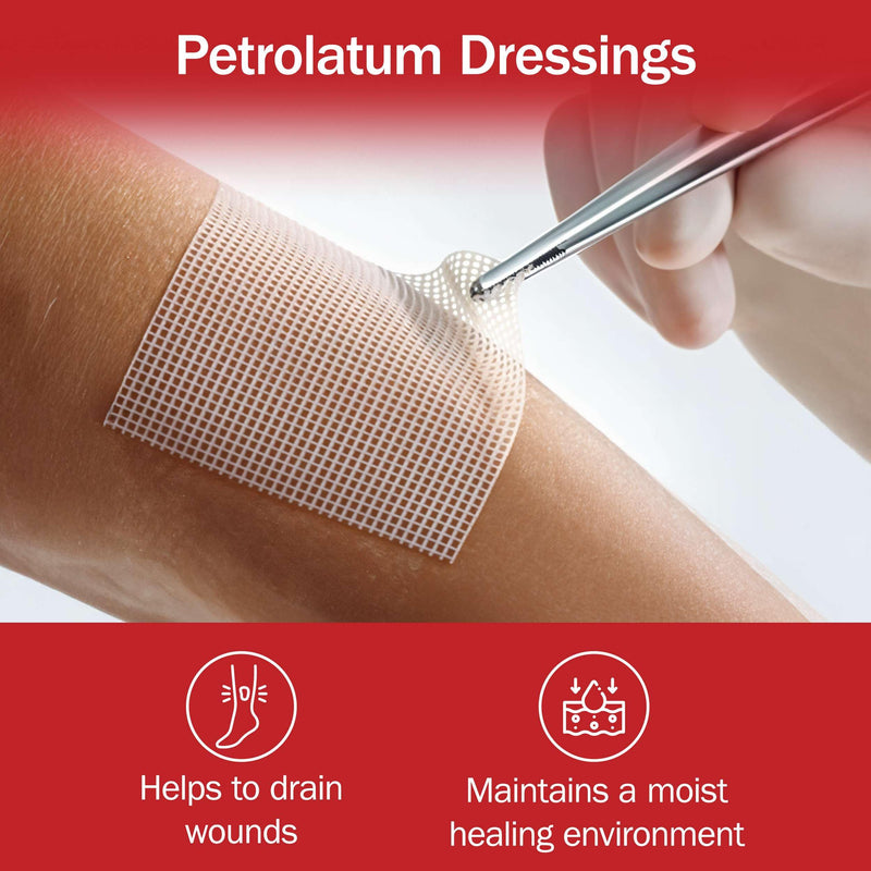 Sterile Oil Emulsion Dressing 3x8-24 Non Adherent Petrolatum Dressings for Low Exudate Wounds - Good for Skin Grafts Sites, Burns, and More